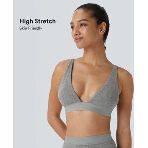 Halara High Stretch Lounge Bra Sz Large Womens Gray Adjustable Straps